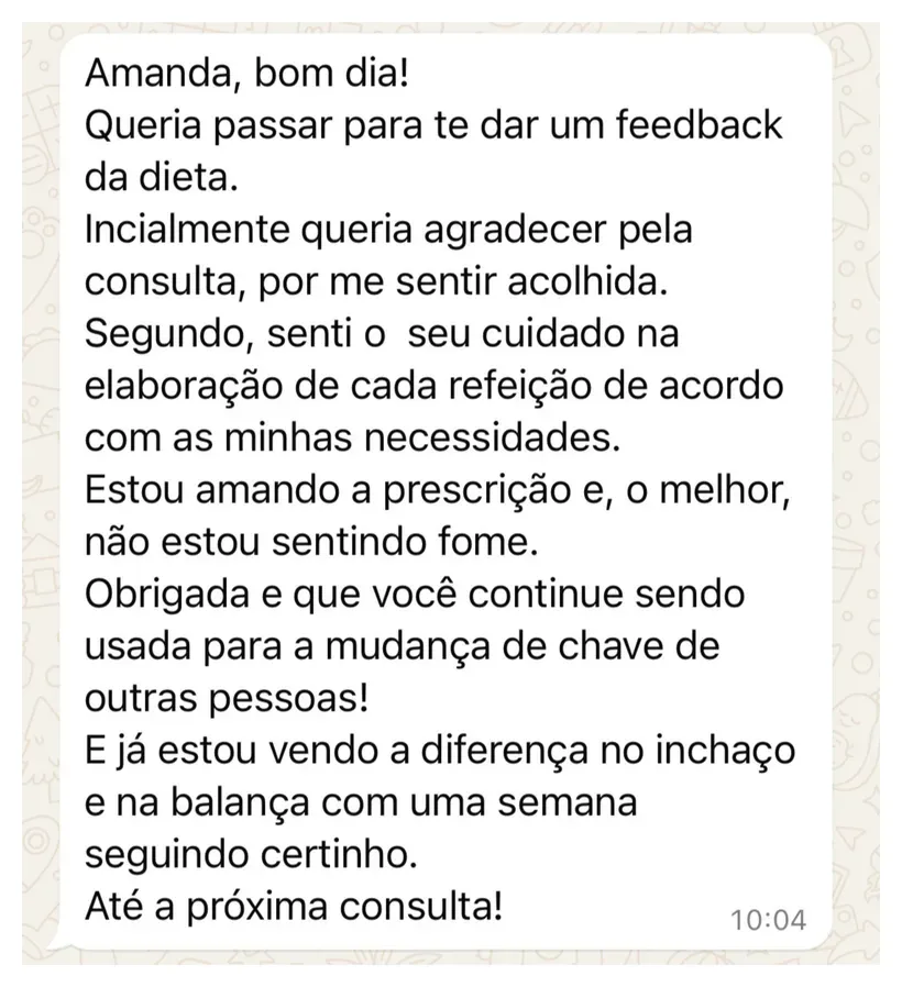 Mensagem de uma paciente em acompanhamento com a Amanda (5)